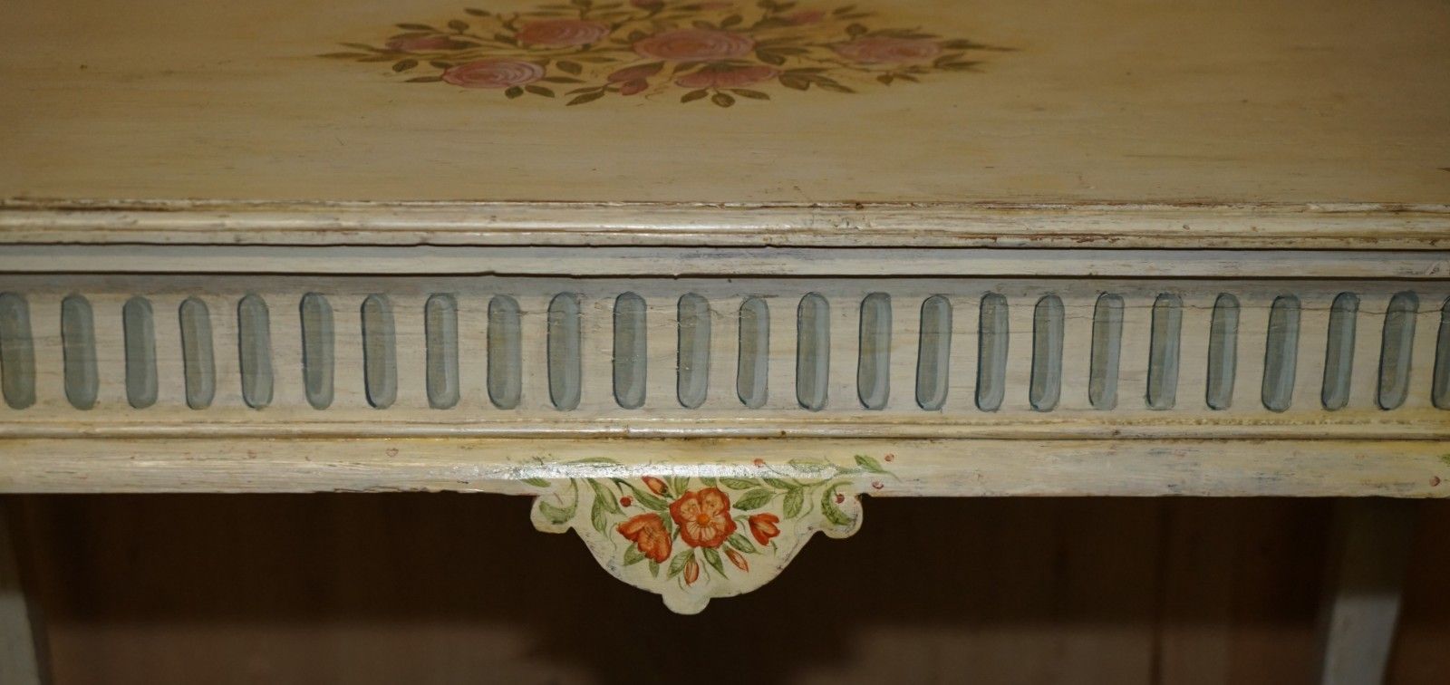 Georgina Style Antique Circa 1860 Victorian Hand Painted Occasional Table Desk photo vintage