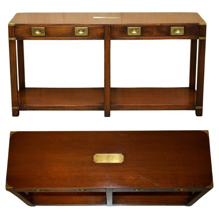 Stunning Harrods London Kennedy Twin Drawer Military Campaign Console Table