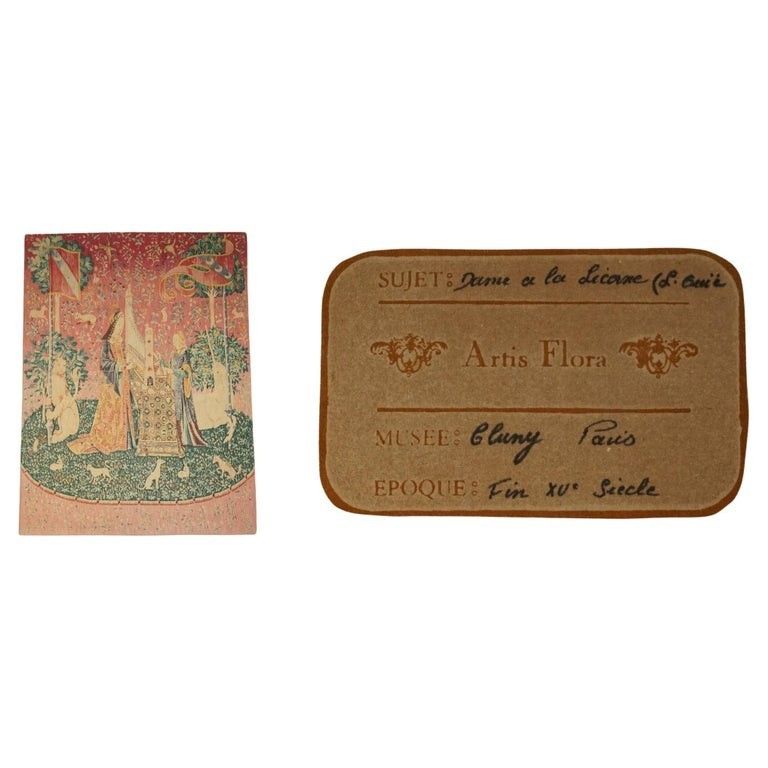 Mid Century Lady & The Unicorn Paris Made Tapestry With Old French Label Reverse