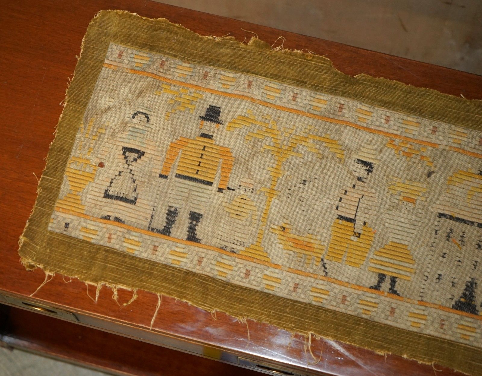 Antique 19th Century North American Colonial Tapestry With Vibrant Colours photo for sale