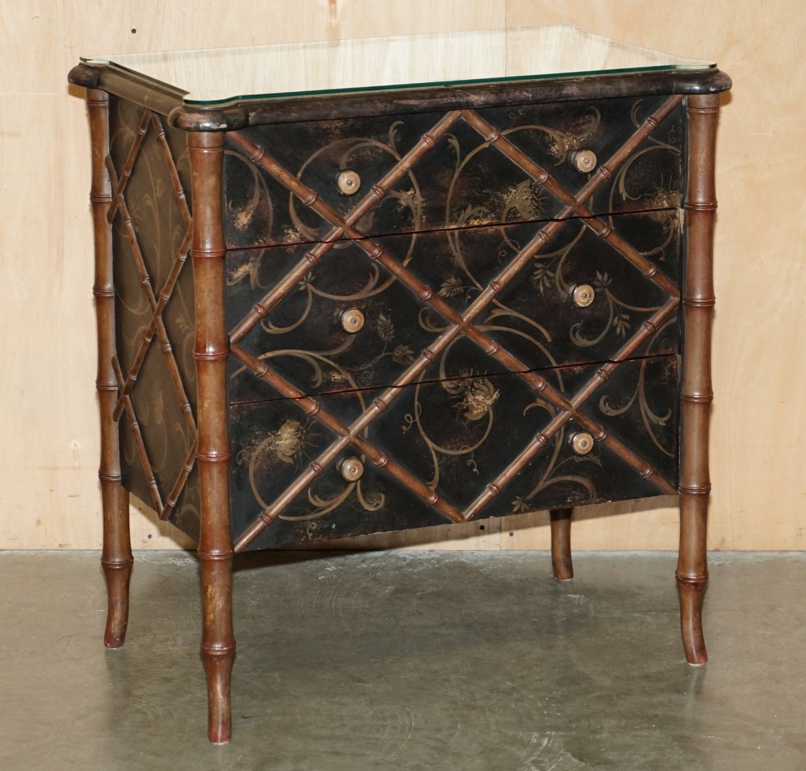 Rrp £7450 Faux Bamboo Carved Wood Porte Italia Fiesole Chest Of Drawers photo furniture