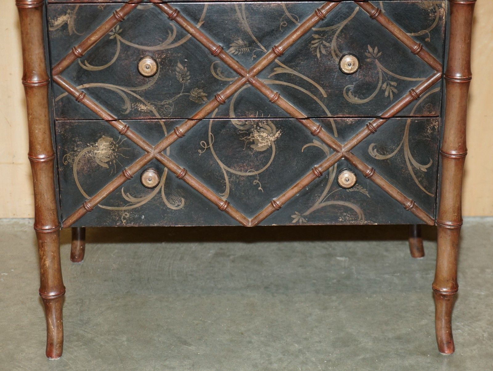 Rrp £7450 Faux Bamboo Carved Wood Porte Italia Fiesole Chest Of Drawers photo vinterior