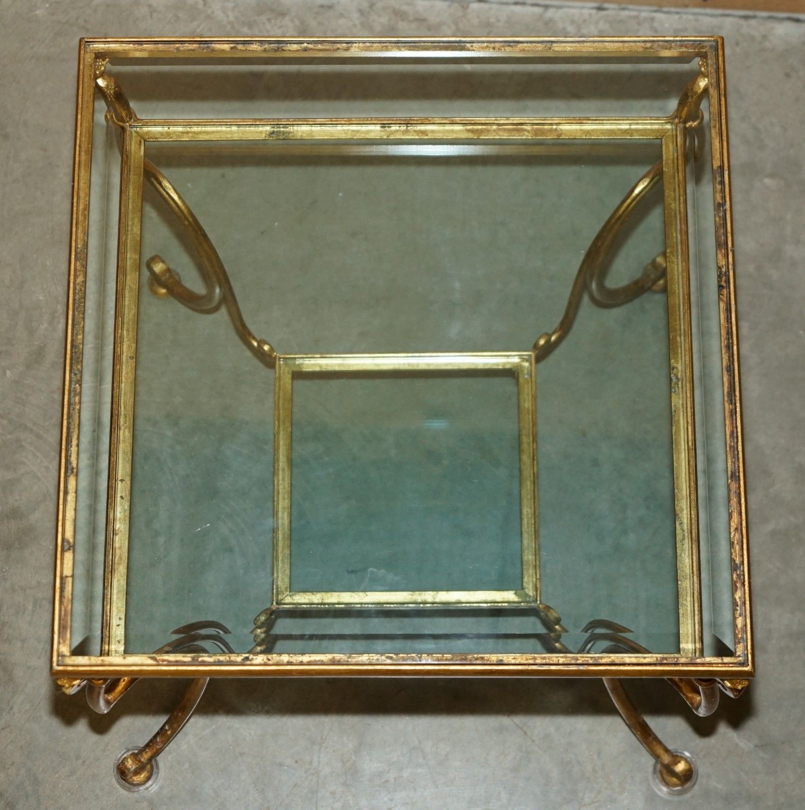Stunning Mid Century Modern Glass & Gold Leaf Brass Centre Or Large Side Table photo Furniture