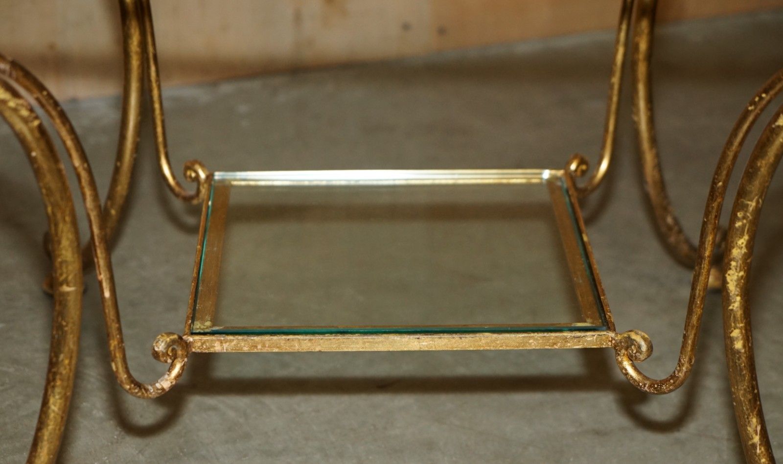 photo for sale Stunning Mid Century Modern Glass & Gold Leaf Brass Centre Or Large Side Table