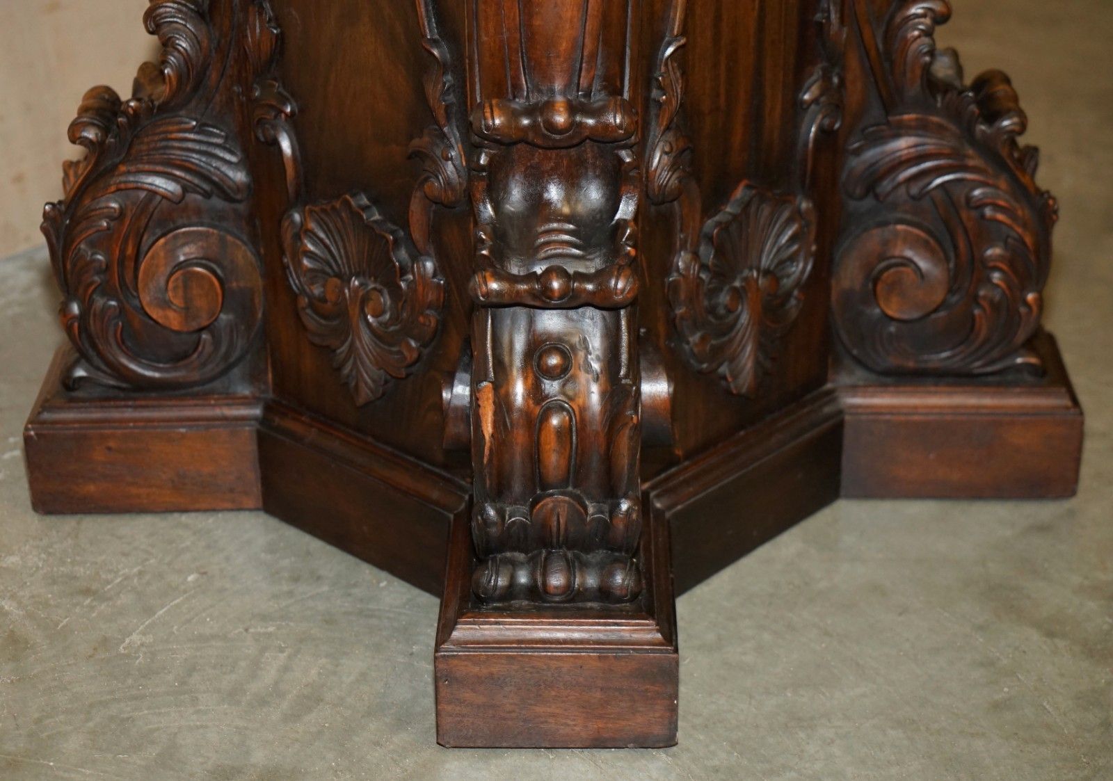 Home Decor Super Decorative Antique Flamed Mahogany Heavily Carved Display Pedestal photo