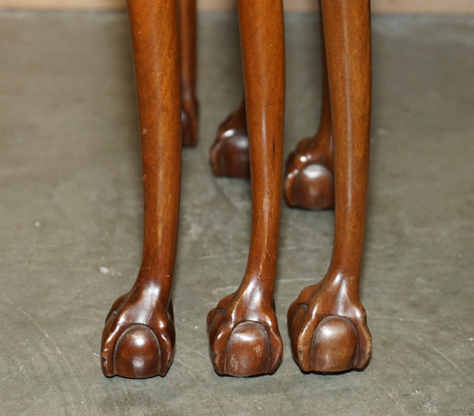 Lovely Vintage Nest Of Three Burr Walnut Claw & Ball Feet Side End Wine Tables photo buy
