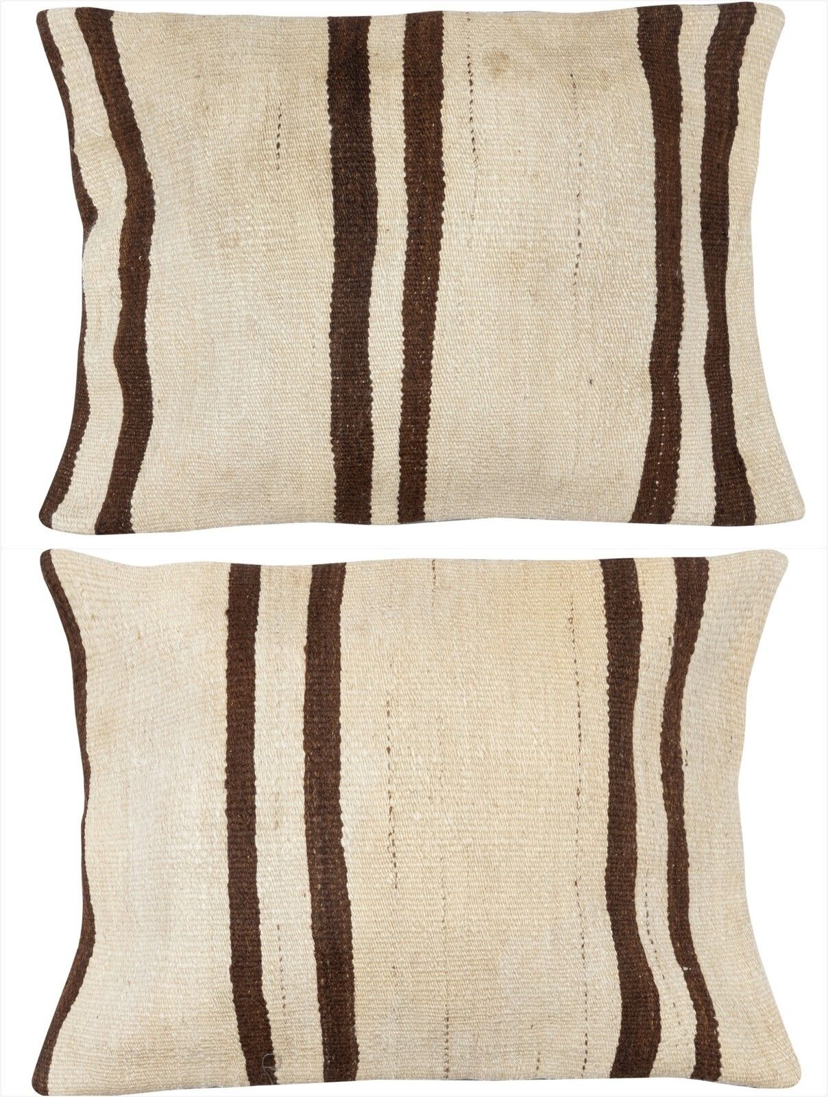 Set Of 2  Hand Woven Kilim Cushion Covers Vintage Hemp Throw Pillows