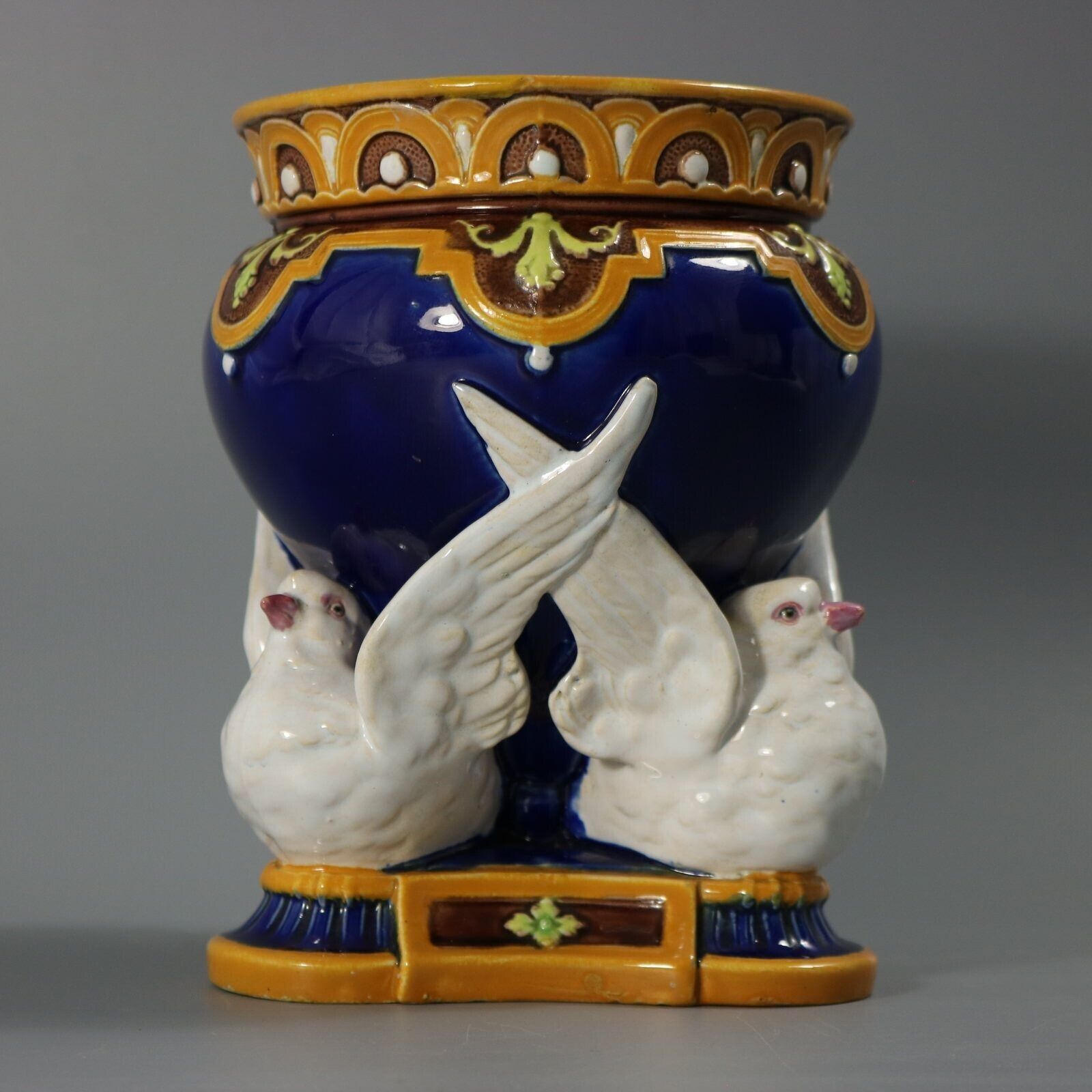Minton Majolica Fantail Pigeon Vase photo for sale