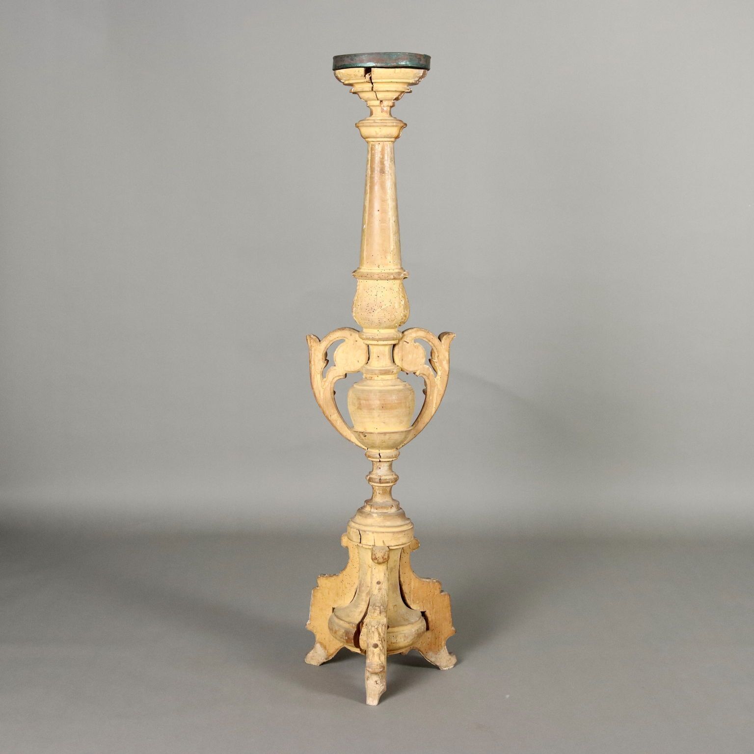 Antique Eclectic Candle Holder Carved And Gilded Wood XIX Century photo buy