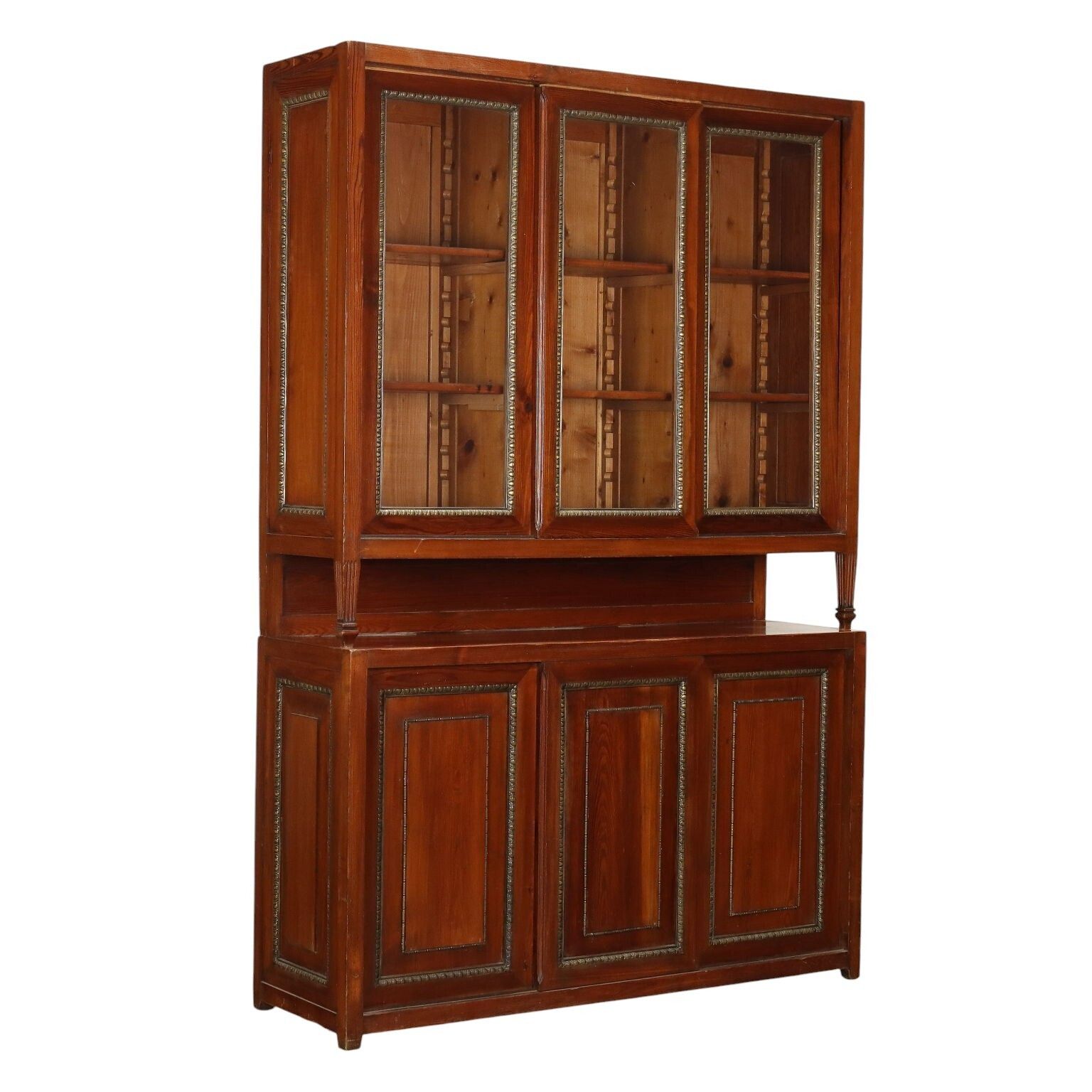 Antique Cupboard Larch Sheeth Metal Sliding Doors Italy XX Century