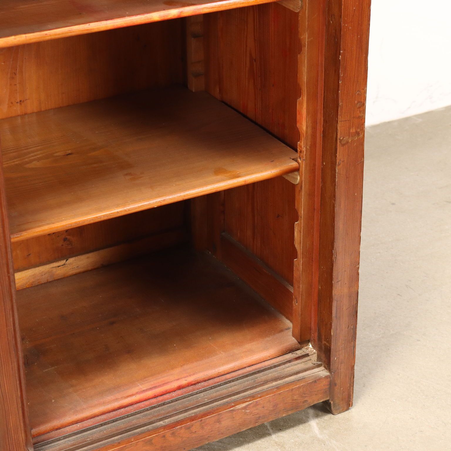 photo for sale Antique Cupboard Larch Sheeth Metal Sliding Doors Italy XX Century