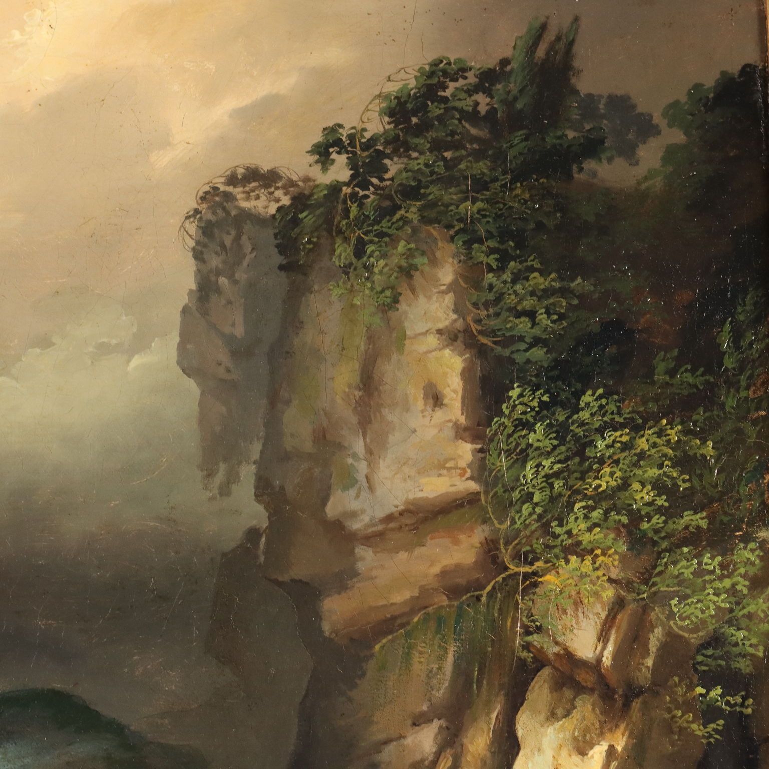 Antique Painting The Shipwreck Oil On Canvas Italy XIX Century photo vintage