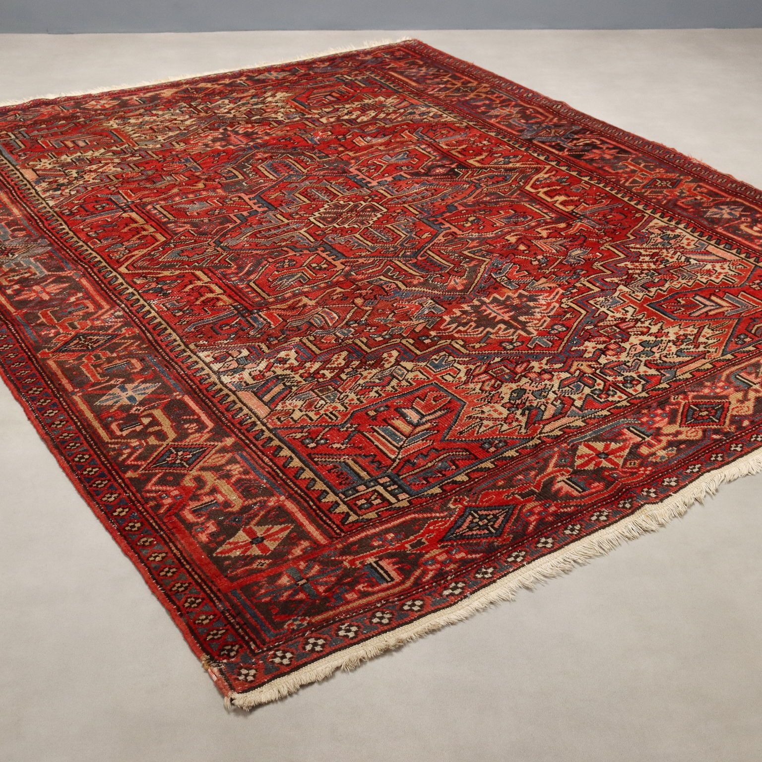 Antique Asian Carpet Cotton Hand Knotted 106 X 87 In