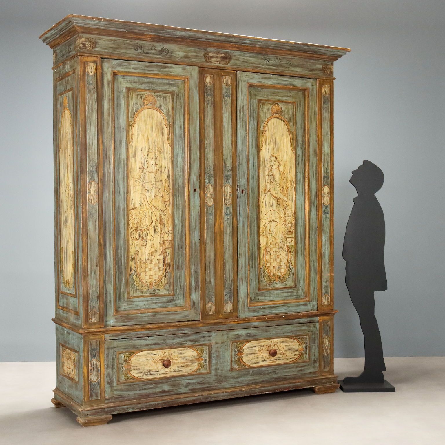 Antique Wardrobe Baroque Style Lacquered Wood XIX Century photo for sale