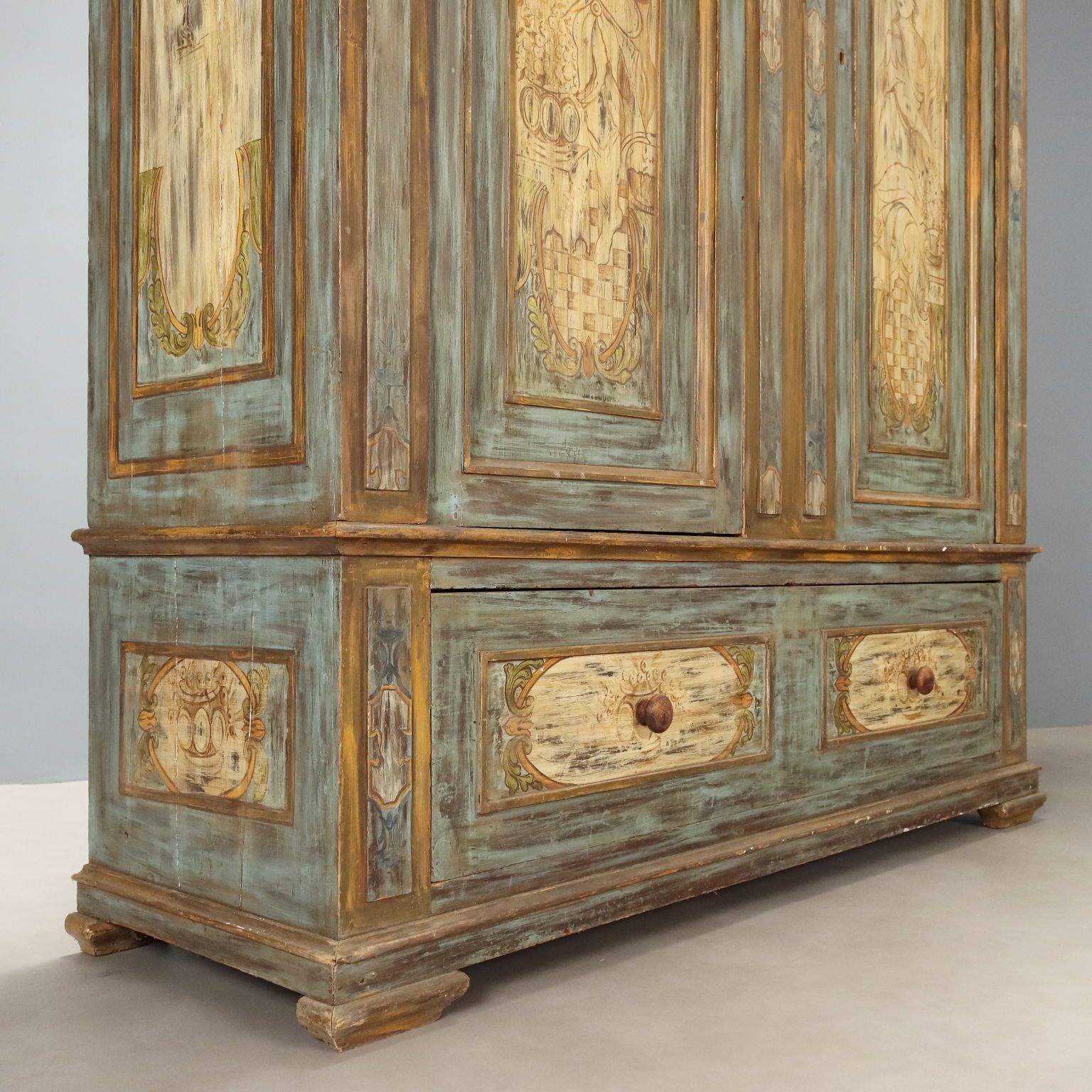 Antique Wardrobe Baroque Style Lacquered Wood XIX Century photo buy