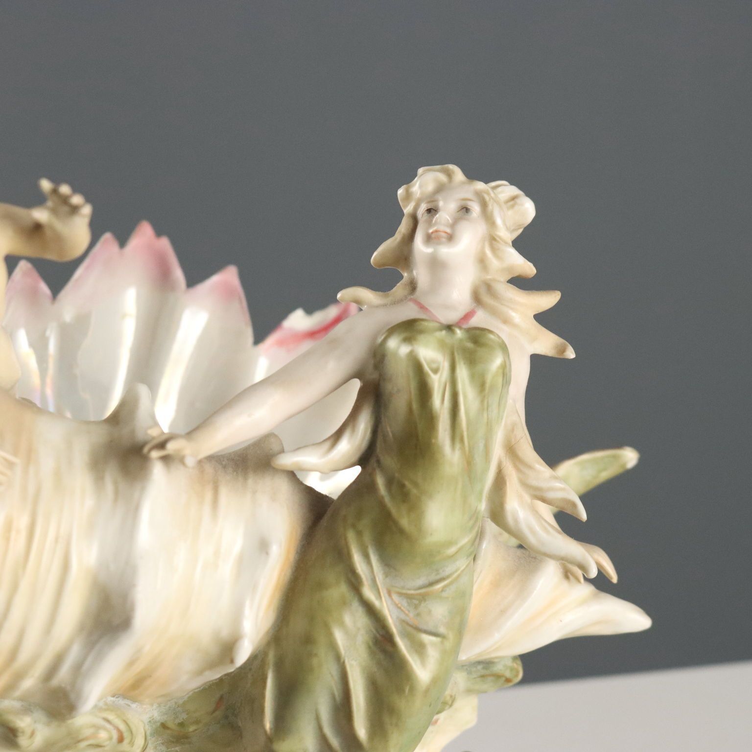 Vase Shell Shaped Art Nouveau Porcelain XIX XX Century photo for sale