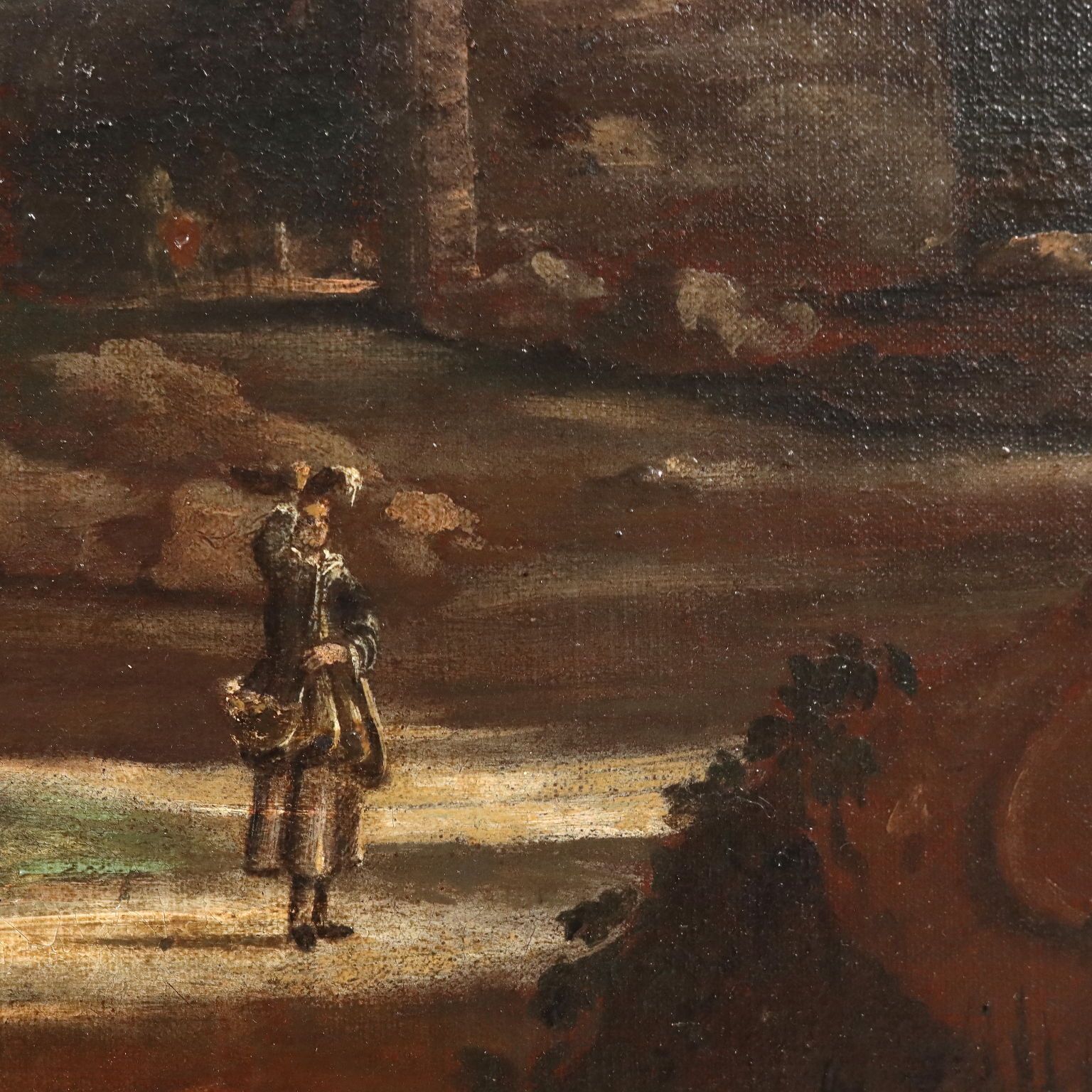 Antique Painting Landscape And Figures Oil On Canvas XVIII Century photo 2660.0