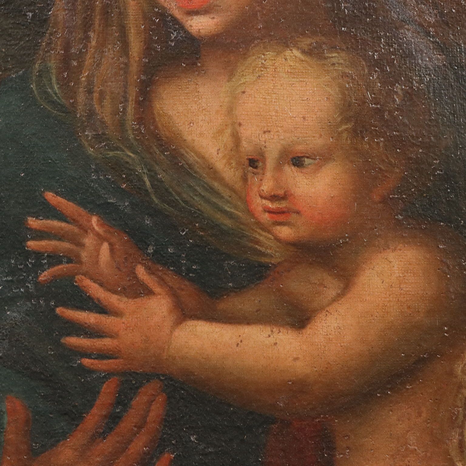 Antique Painting The Holy Family With Sant XVII XVIII Century photo Art