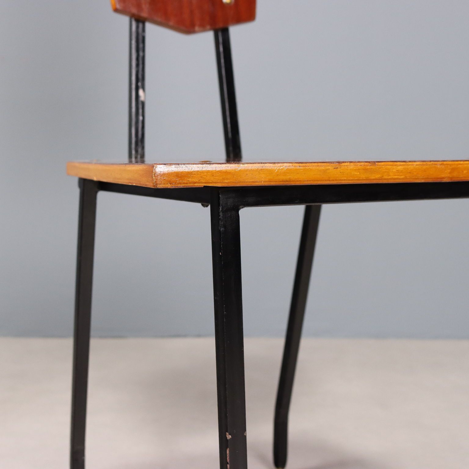 Vintage Chair Plywood Metal Design Italy 1960s photo vinterior