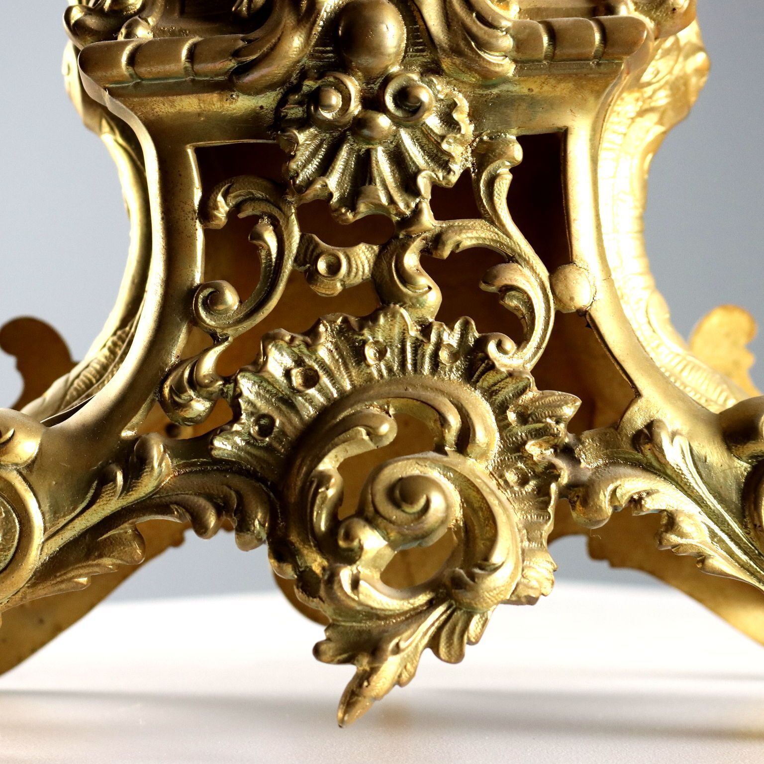 Antique Triptych Clock Gilded Bronze France XIX XX Century photo vinterior