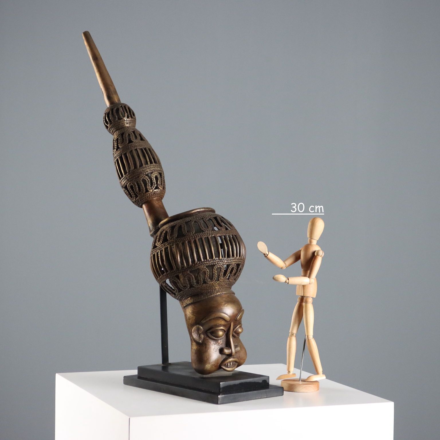 Ethnic Pipe Bronze Bamun Art Camerun Africa XX Century photo furniture
