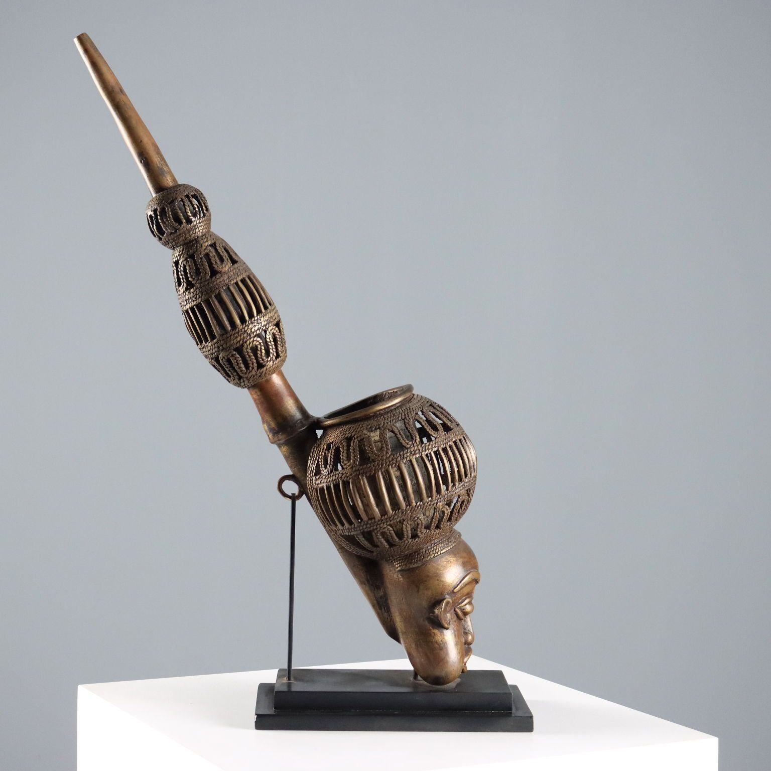 Ethnic Pipe Bronze Bamun Art Camerun Africa XX Century photo buy