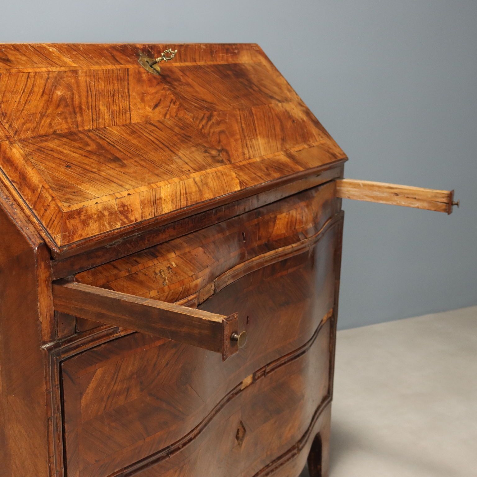 Antique Drop Leaf Cabinet Bois De Rose 9 Drawers XVIII Century photo vintage