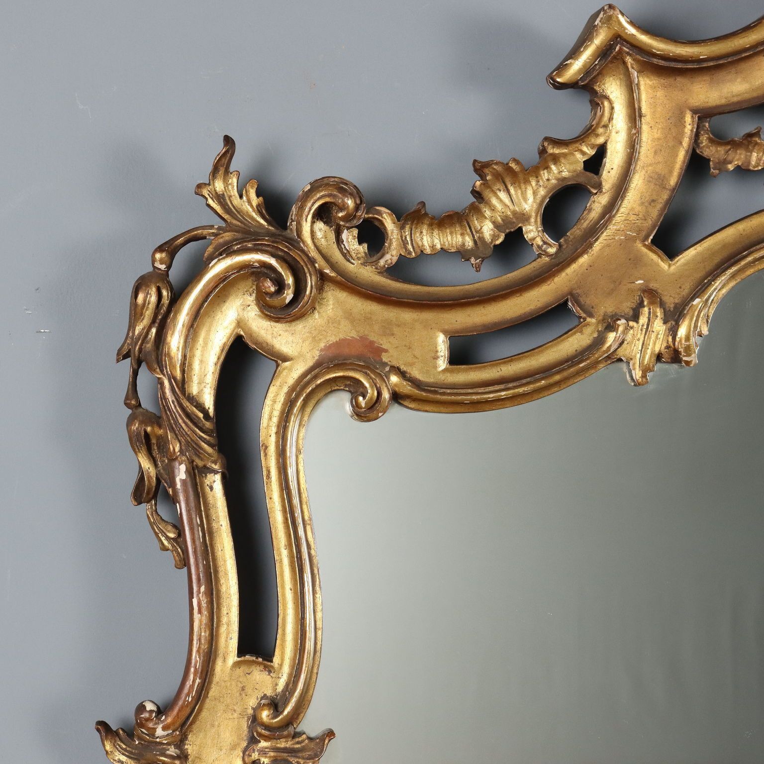 Antique Mirror Carved Gilded Wood Italy Early XX Century photo Home Decor