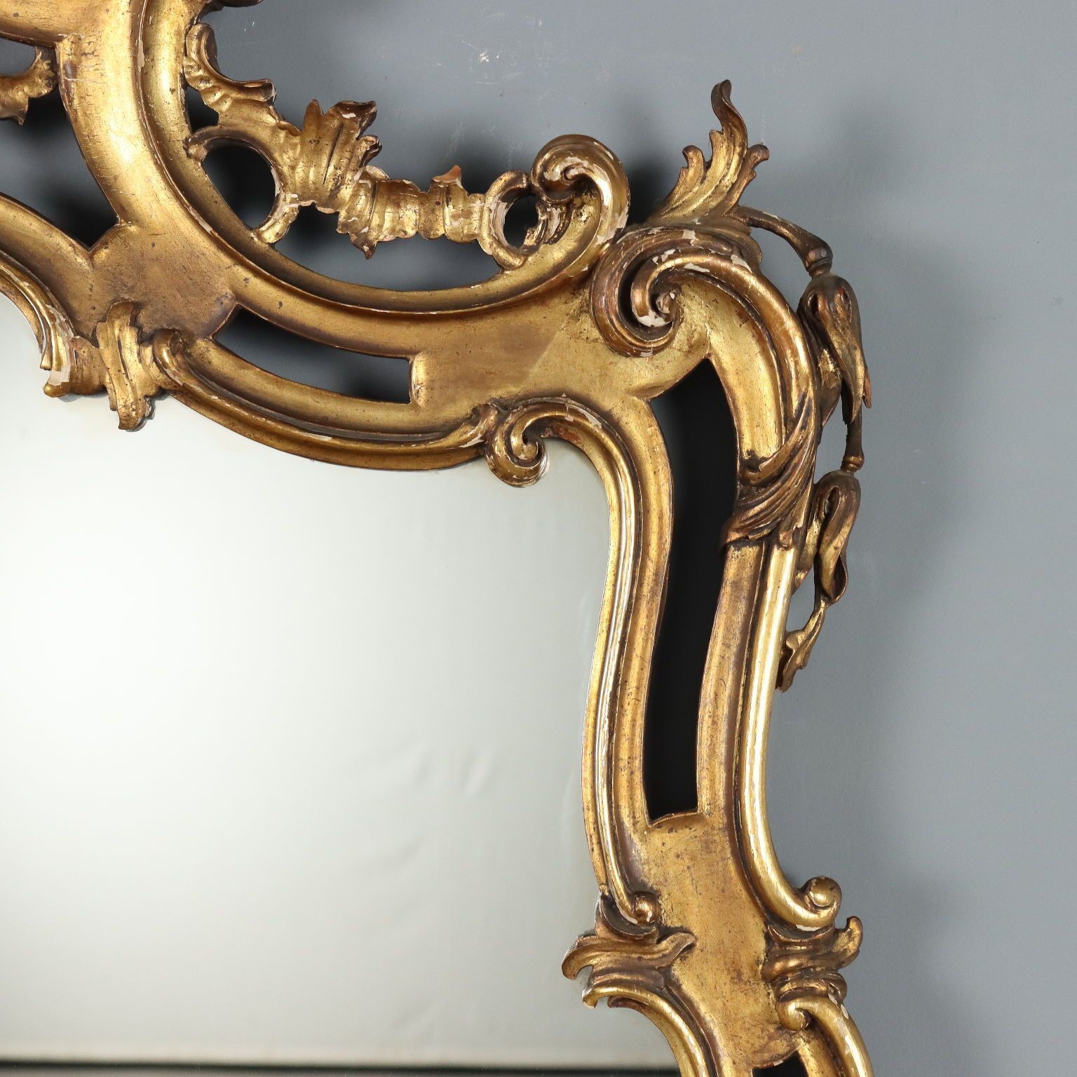 Antique Mirror Carved Gilded Wood Italy Early XX Century photo 1520.0