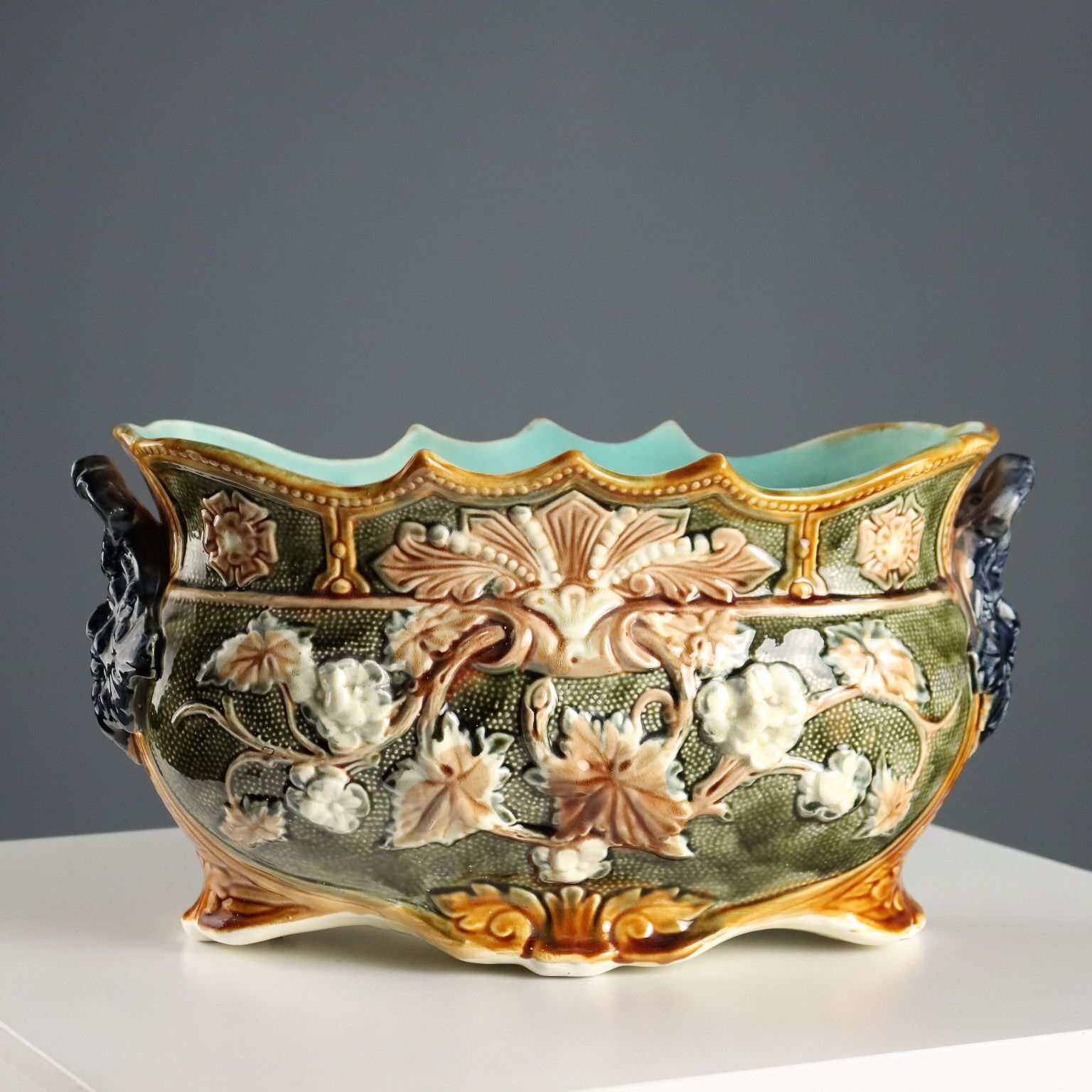 Antique Jardinière Enamelled Ceramic Europe XX Century photo for sale
