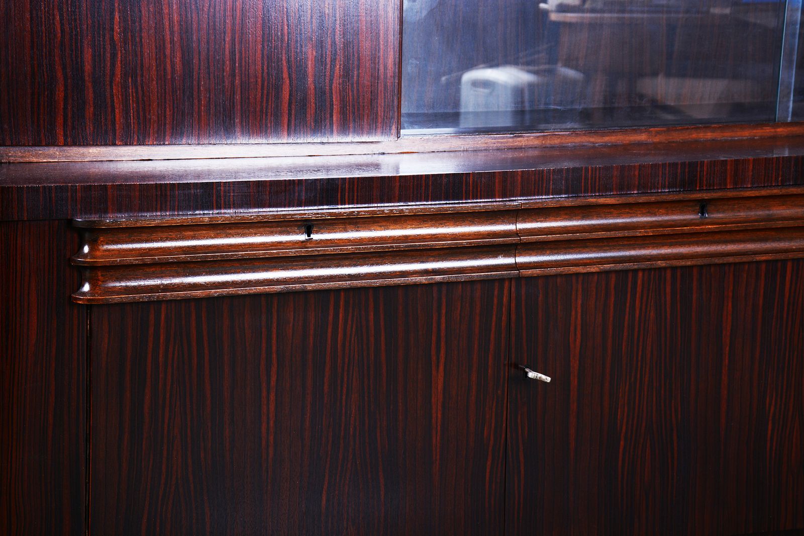 Restored Art Deco Bookcase, Oak, Macassar Ebony, Polished, France, 1920s photo for sale