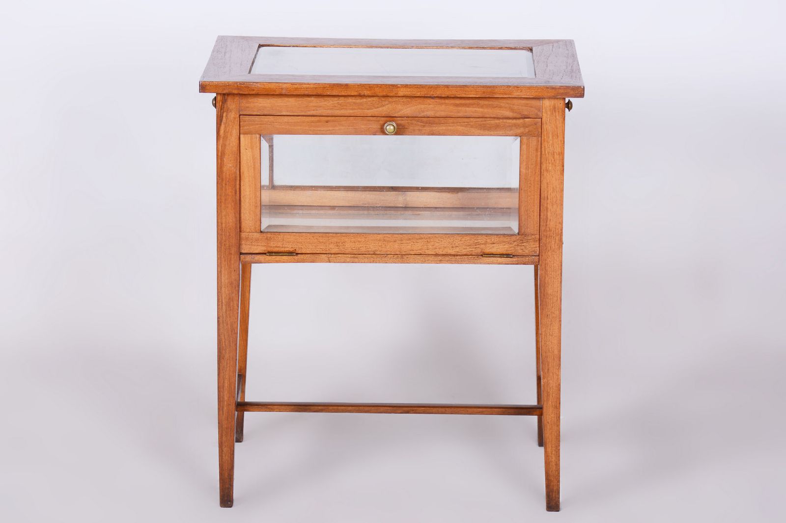 1200.0 Restored Art Deco Serving Trolley, Walnut, Faceted Glass, Czech, 1920s photo