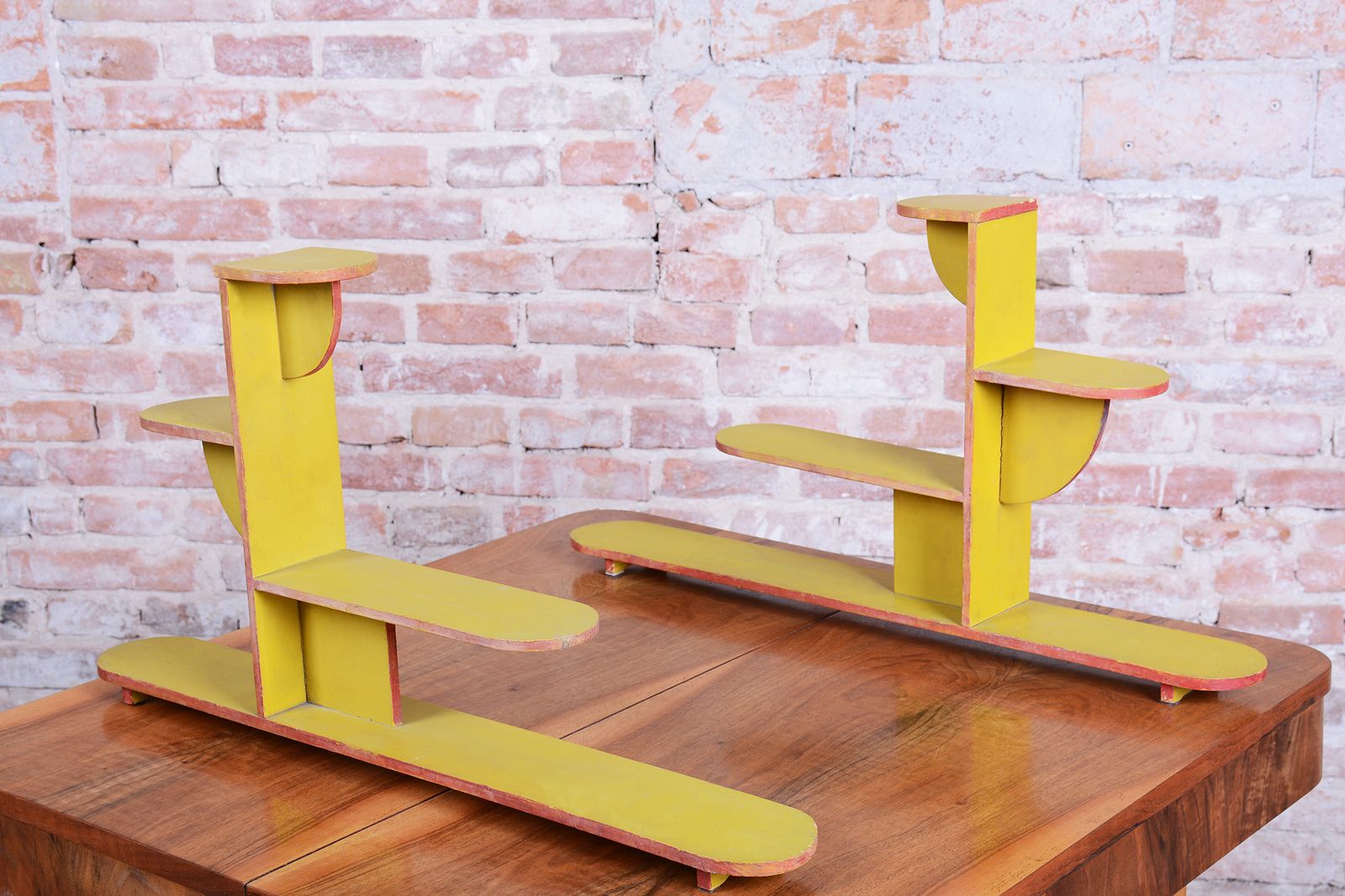 Pair Of Original Art Deco Flower Stands, Lacquered Wood, Czech, 1930s photo buy