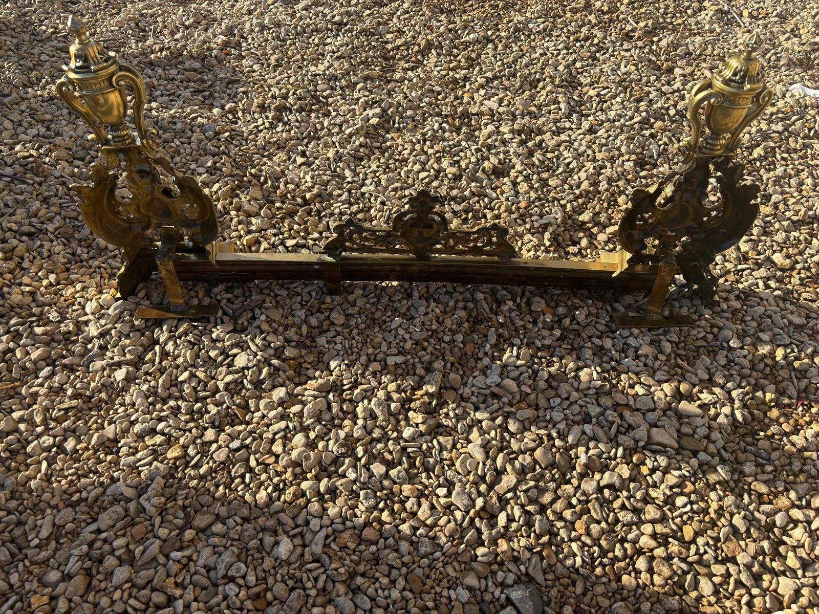 A Pair Of Quality Brass 19th Classical French Chenets On Adjustable Fender photo 395.0