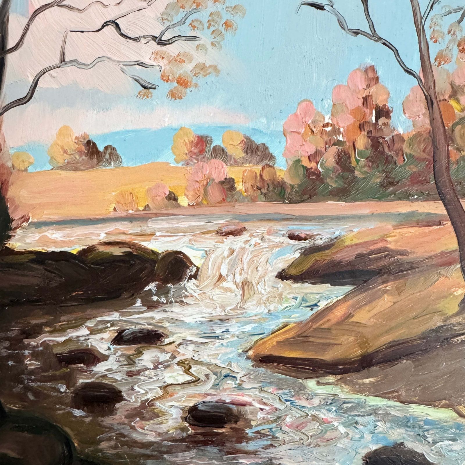 The Gentle Flow. Vintage Swedish Oil Painting By Uhrdin photo furniture