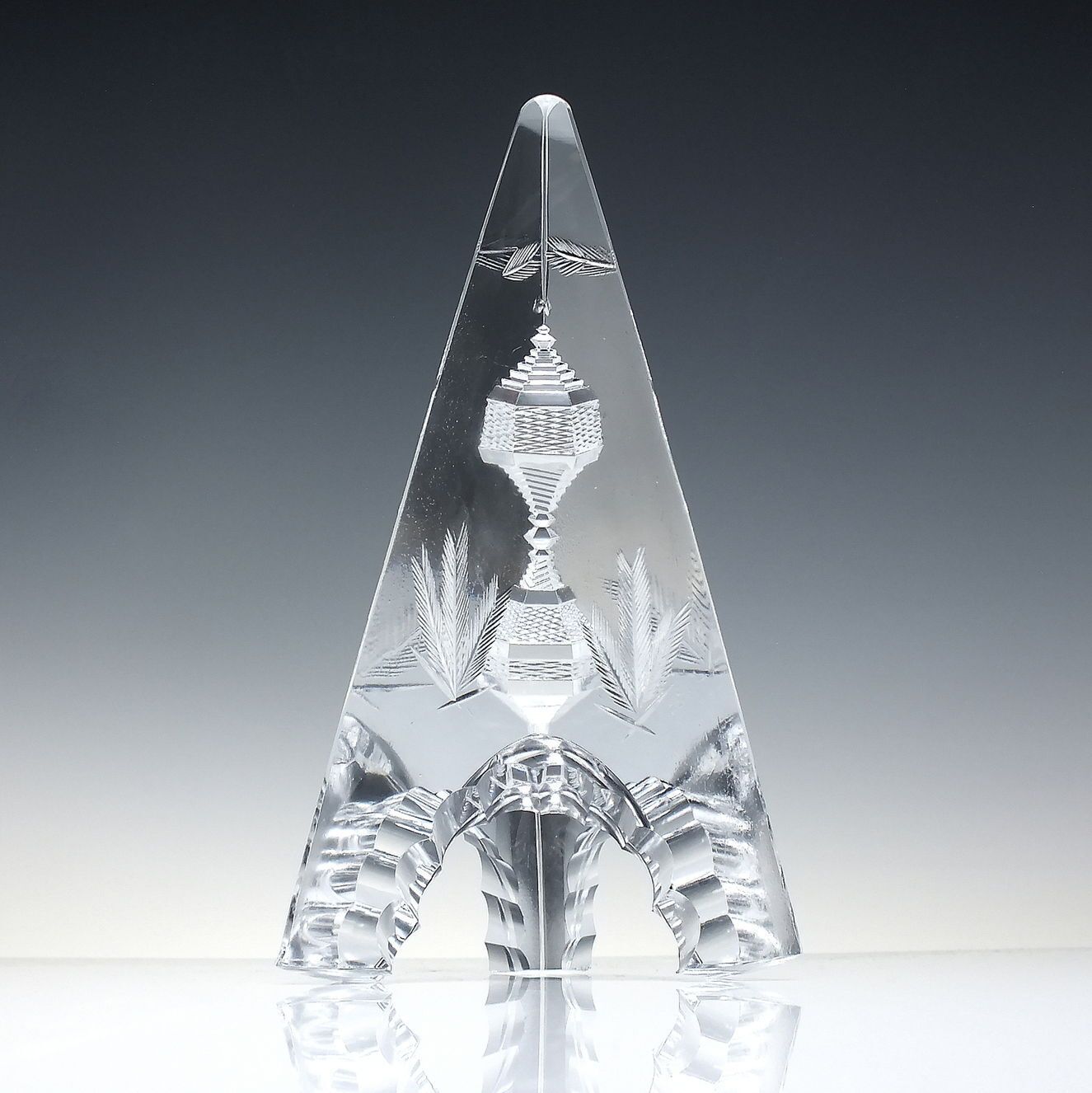 Tall Edwardian Antique Glass Obelisk Paperweight C1910 photo furniture