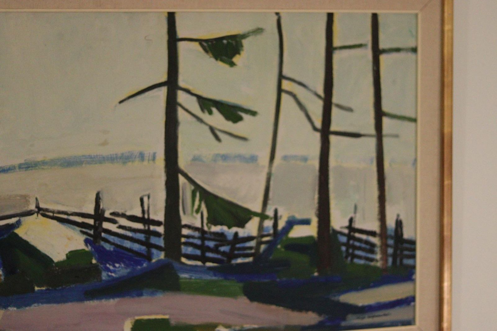 photo buy Original Mid Century Swedish Oil On Panel– “Winter Day In The Garden” By Kåge Liefwendal 1960s, Signed & Framed 102 × 60 Cm (40.2" × 23.6")