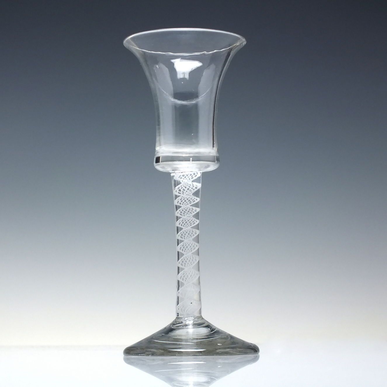 18th Century Waisted & Flared Bucket Bowl Opaque Twist Wine Glass C1760 photo buy