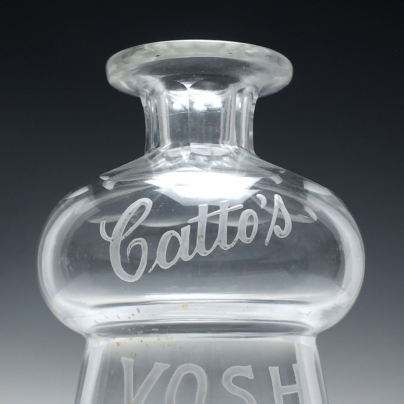 Rare Enamelled Aberdeen 19th Century Scottish "Cattos Vosh Whisky" Glass Decanter C1890 photo for sale