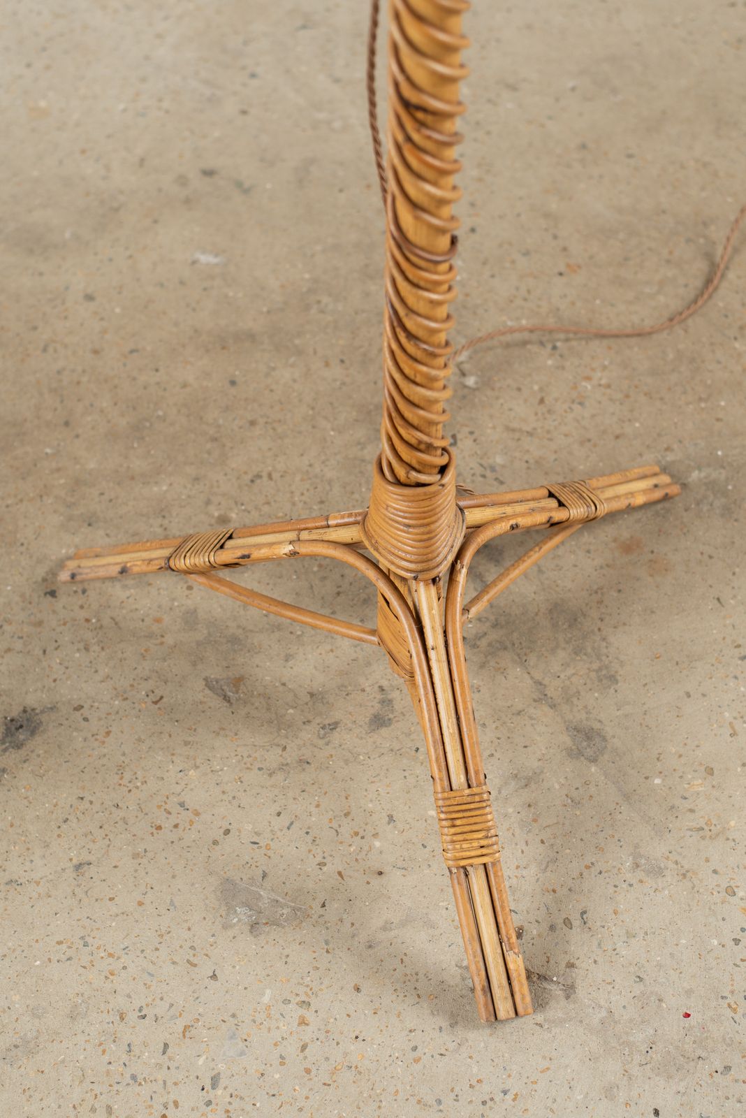 Mid Century Cane And Rattan Floor Lamp, Spain C1960. photo Lighting
