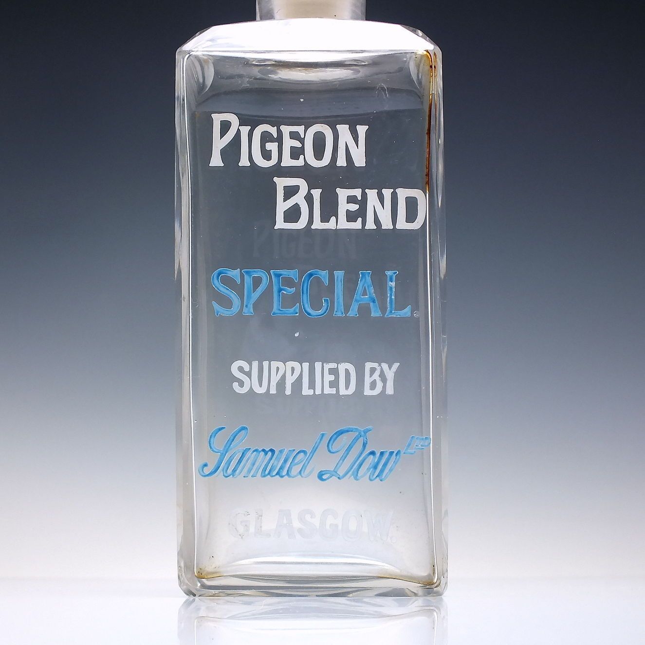 Rare Enamelled Glasgow 19th Century Scottish "Pigeon Blend" Glass Whisky Decanter C1870 photo furniture