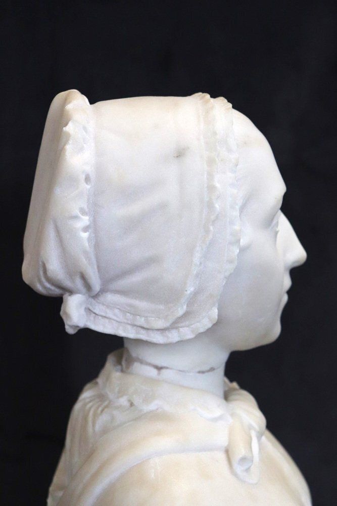 Art Bust Of A Lady, 19th Century, White Marble Sculpture photo