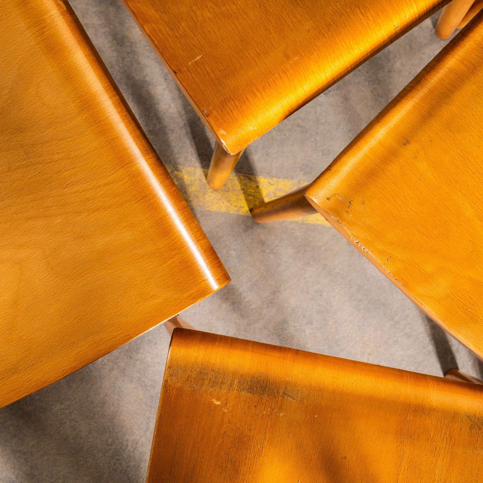 1960’s Honey Glossed Shield Back Dining Chairs – Set Of Four photo for sale