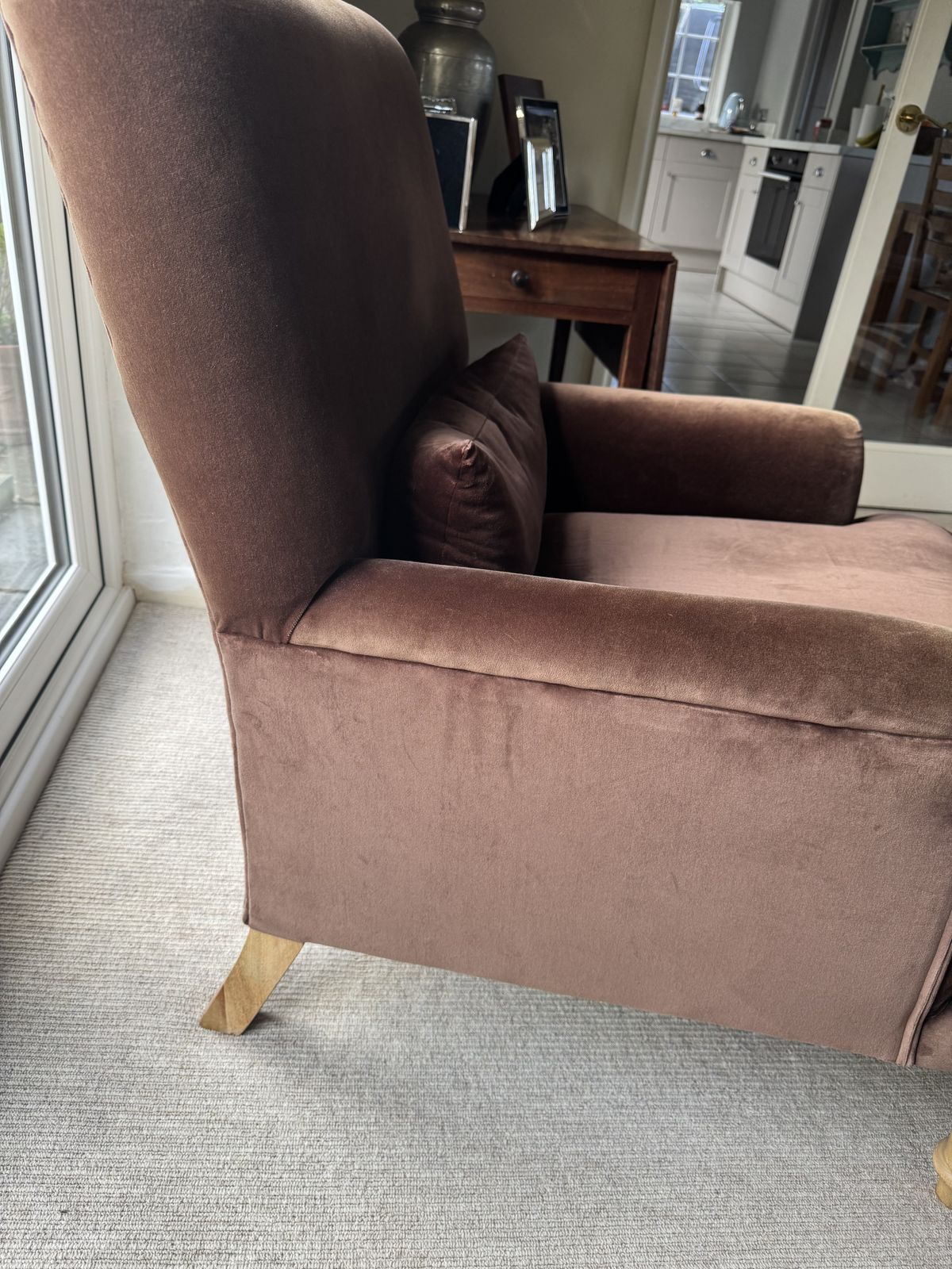 Stunning Chocolate Brown Velvet Armchair photo furniture