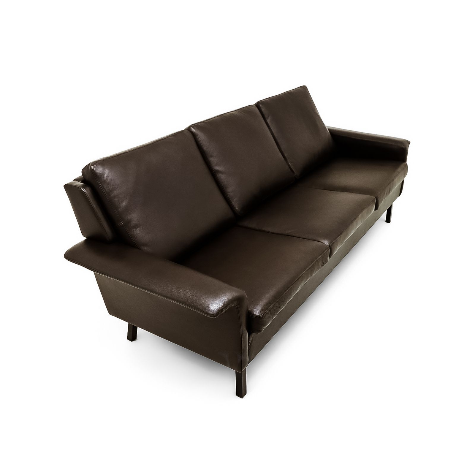 Danish Mid Century 1960s Model 3330 Arne Vodder 3 Seat Leather Sofa For Fritz Hansen photo for sale