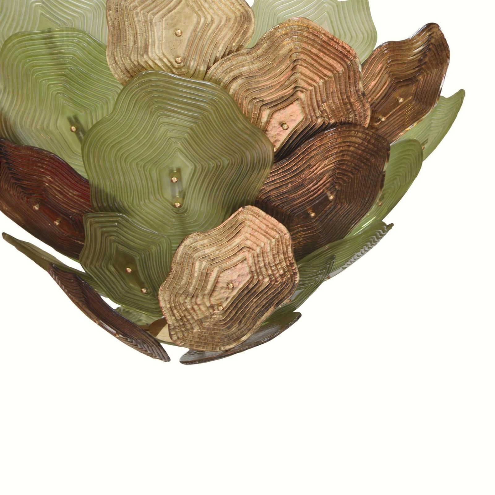Multicolored Glass Ceiling Lamp In Green, Brown And Gold From Murano, Italy. photo Lighting