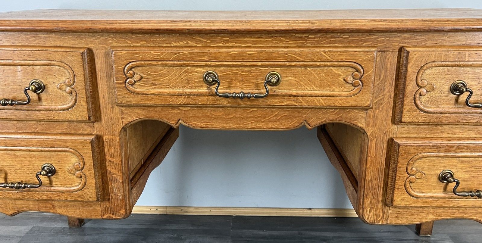 Cabinet Vintage French Louis XVI  Tv Stand  Carved Desk Oak Sideboard Lot 4515 photo vinterior