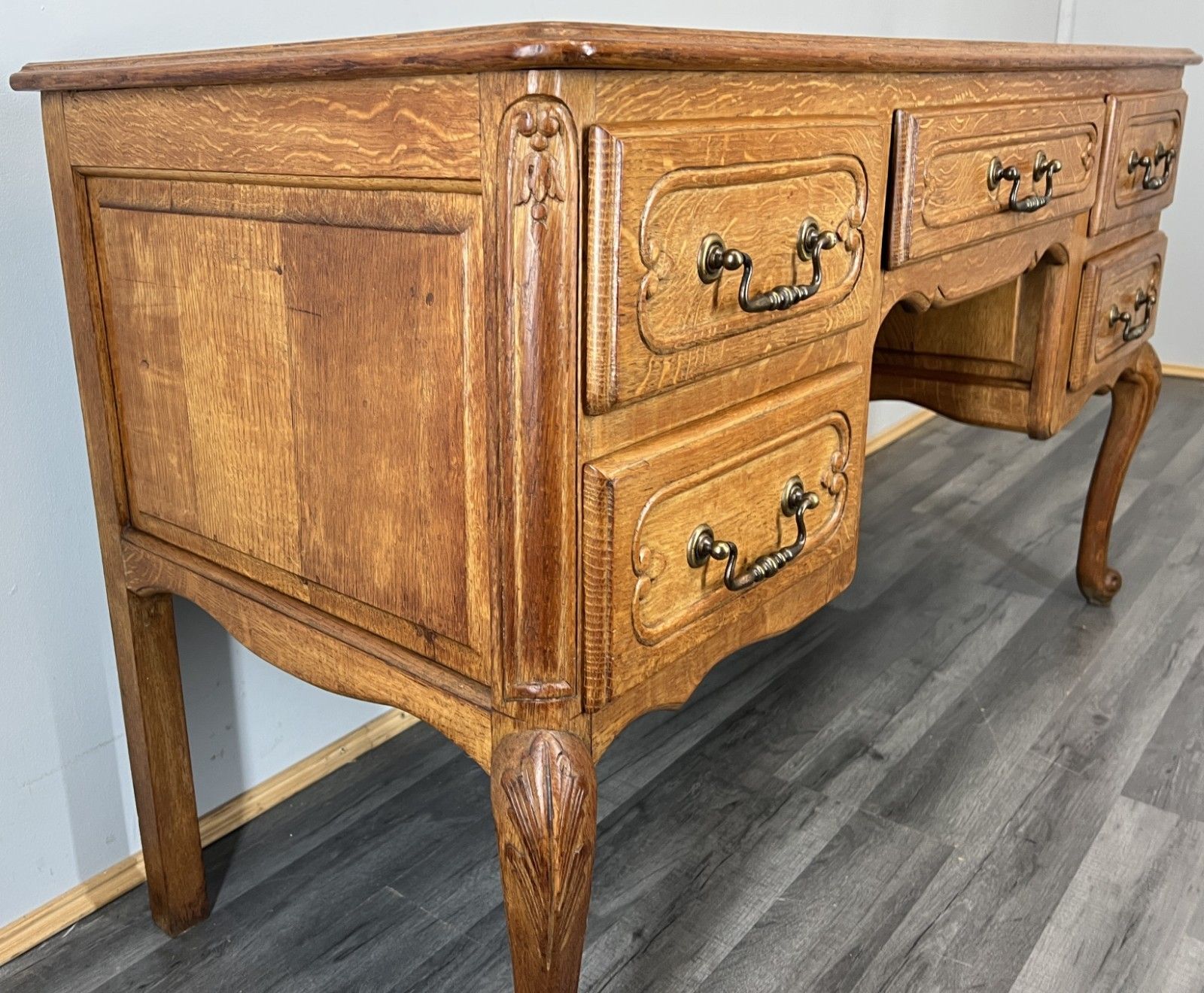 Cabinet Vintage French Louis XVI  Tv Stand  Carved Desk Oak Sideboard Lot 4515 photo vintage