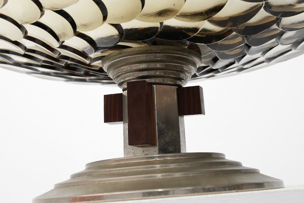 Art Deco Glass, Wood And Metal Fruit Bowl, France, 1940s photo Home Decor