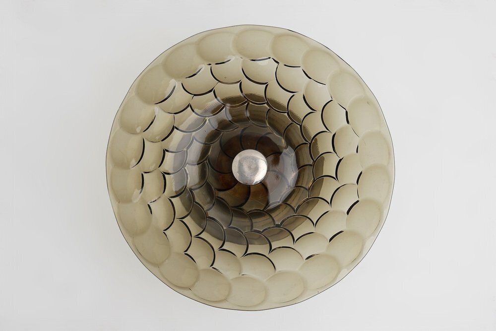 Art Deco Glass, Wood And Metal Fruit Bowl, France, 1940s photo vinterior